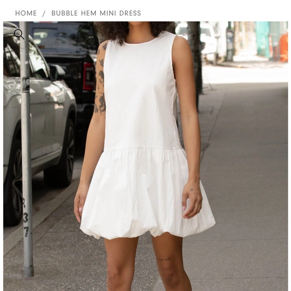 OAK + FORT White Bubble Hem Mini Dress - Picture 2 of 6
